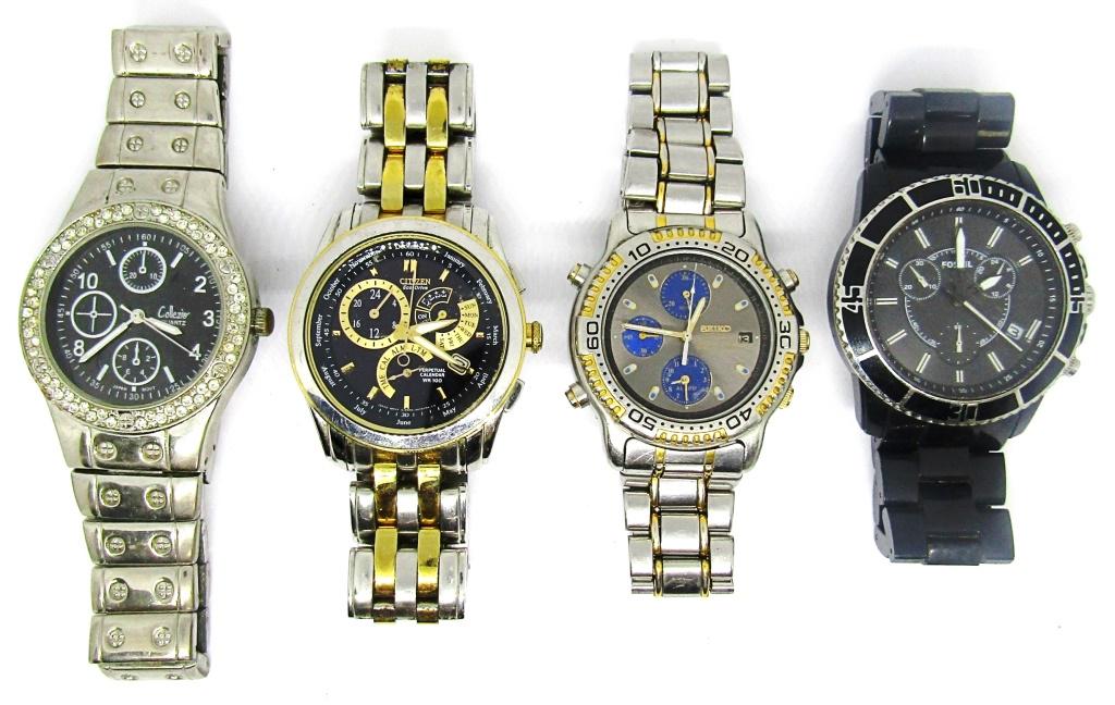 (4) MENS CHRONOGRAPH WRIST WATCHES, CITIZEN, (1 of 3)