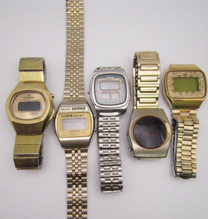 5-VINTAGE MEN'S DIGITAL WRISTWATCHES: LONGINES (1 of 8)
