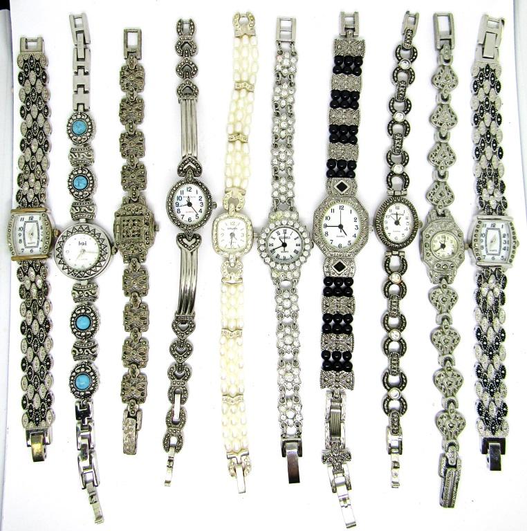 (10) MARCASITE / SPARKLE LADIES WATCHES: VARIOUS BRANDS - UNTESTED