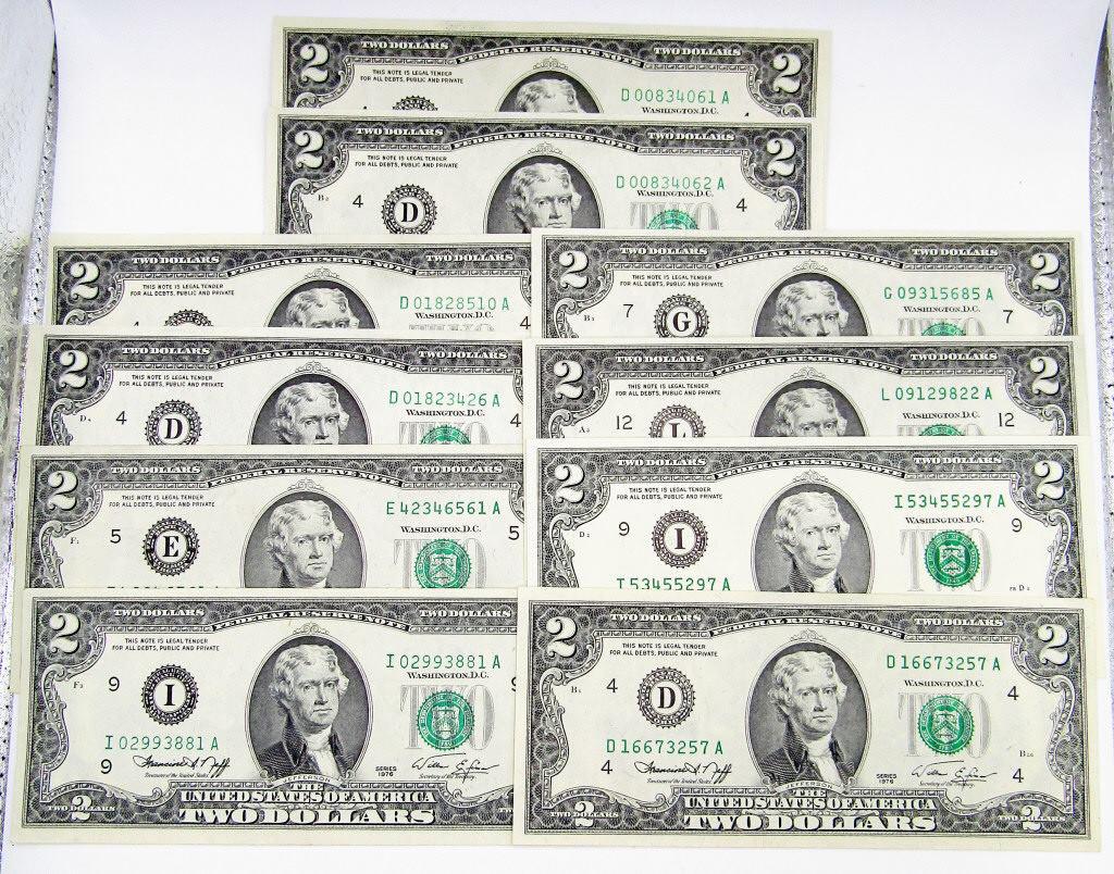 (10) 1976 AU/CU $2 FED RSV NOTES (1 of 3)