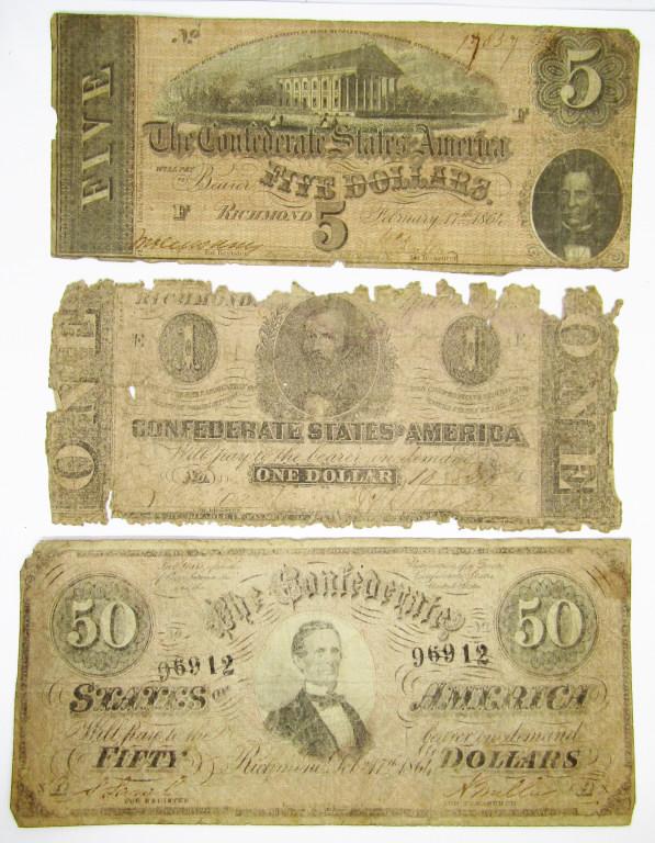 (3) CONFEDERATE STATES of AMERICA NOTES (1 of 2)