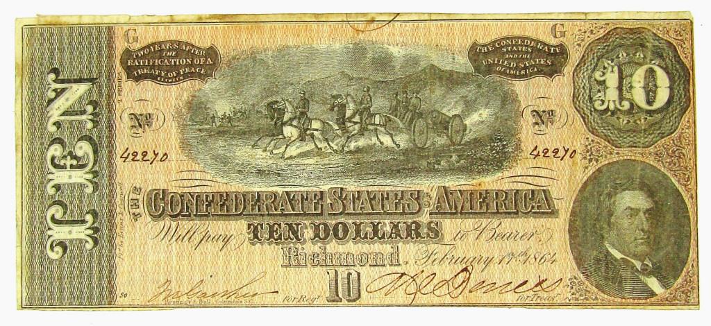 1864 $10 CONFEDERATE STATES of AMERICA (1 of 2)