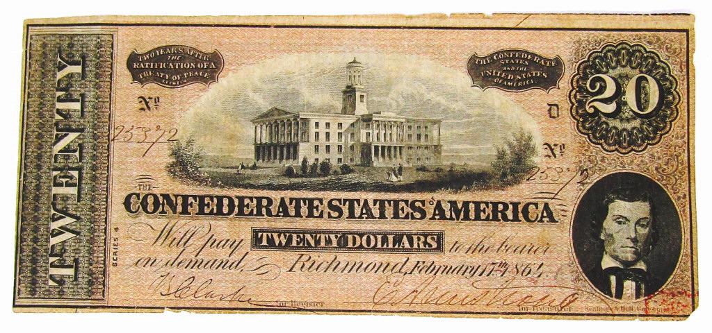 1864 $20 CONFEDERATE STATES of AMERICA (1 of 2)