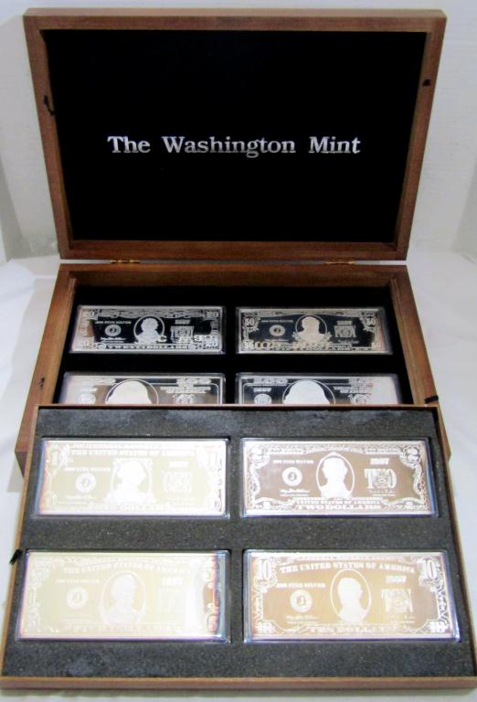 (8) .999 SILVER 4 ozt CURRENCY SILVER BARS (1 of 12)