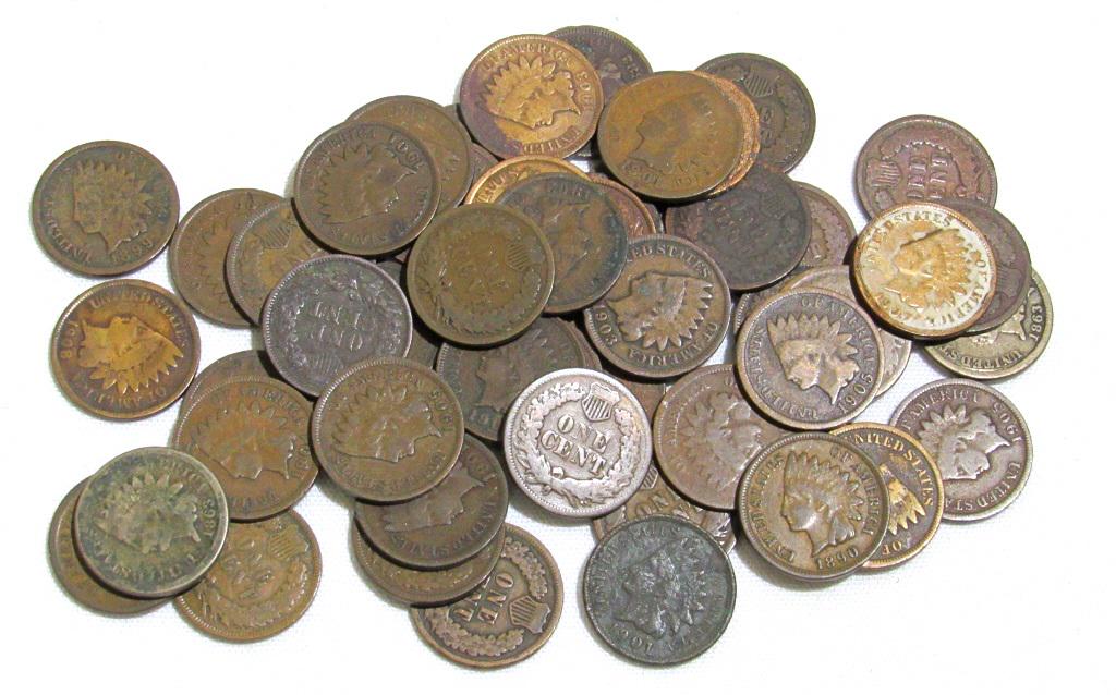 50 INDIAN HEAD CENTS MIXED LOT (1 of 2)