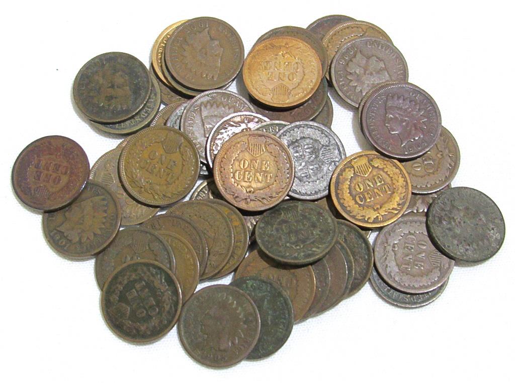 50 INDIAN HEAD CENTS MIXED LOT (1 of 2)
