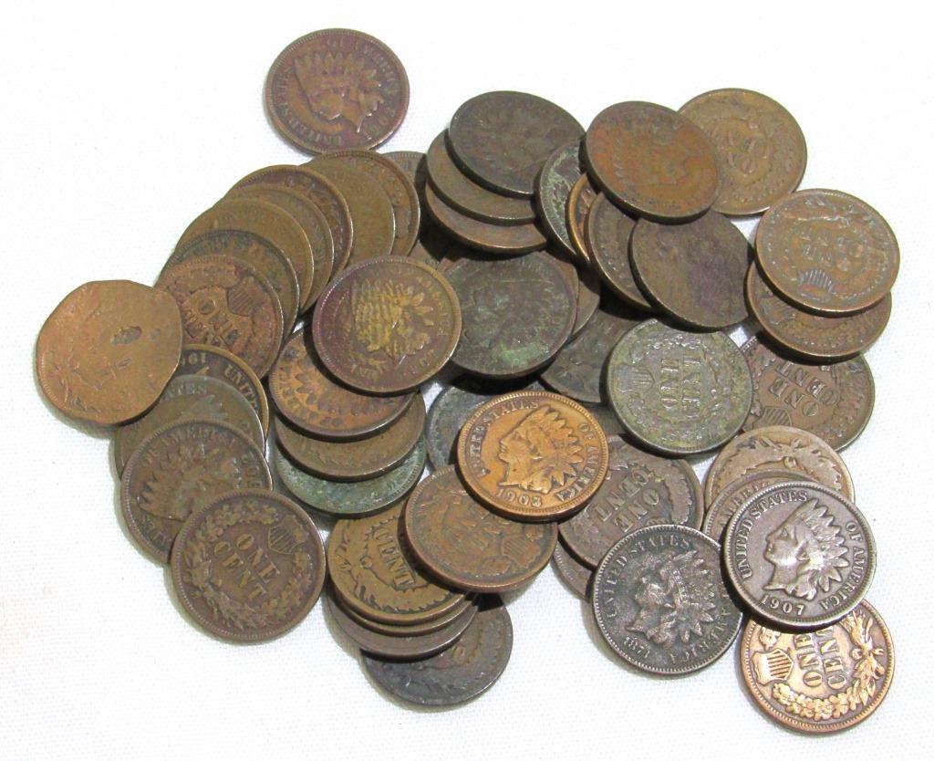 50 INDIAN HEAD CENTS MIXED LOT (1 of 2)