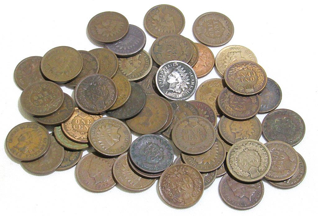50 INDIAN HEAD CENTS MIXED LOT (1 of 2)