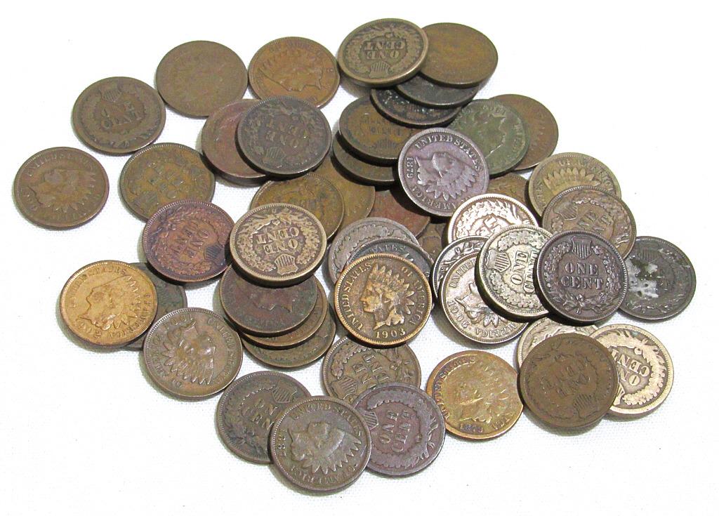 50 INDIAN HEAD CENTS MIXED LOT (1 of 2)