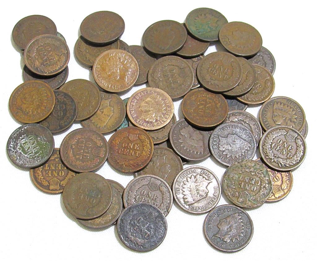 50 INDIAN HEAD CENTS MIXED LOT (1 of 2)