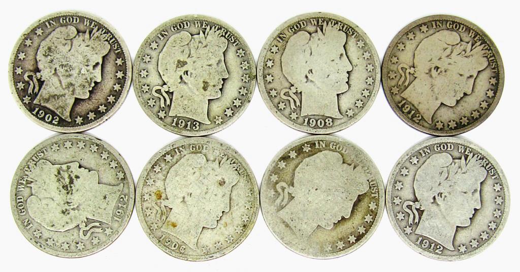 8-BARBER HALF DOLLARS (1 of 2)