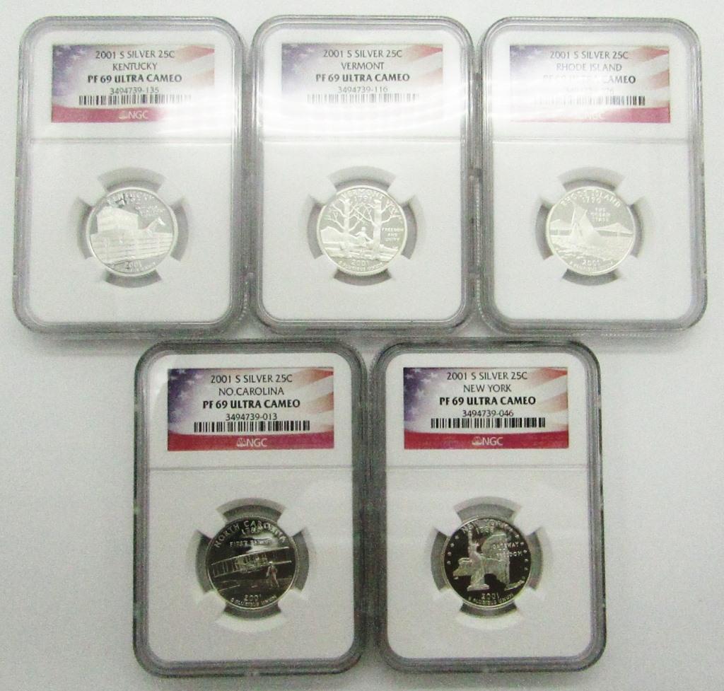 2001 S SILVER PROOF QTR SET NGC PF69 UC (1 of 11)