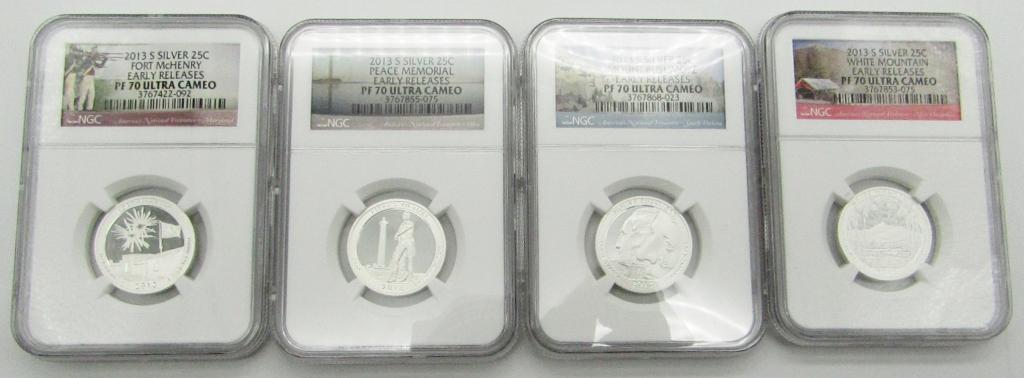 2013 S SILVER PROOF QTR (4) NGC PF70 UC (1 of 9)