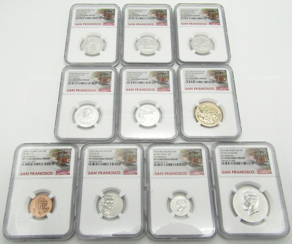 2018-S Silver Reverse Proof Set 10pc. NGC PF70 (1 of 20)