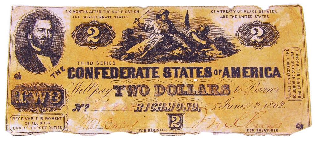 1862 $2 CONFEDERATE STATES of AMERICA (1 of 2)