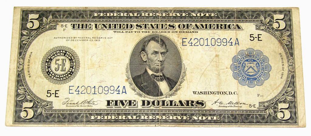 1914 $5 FEDERAL RESERVE NOTE (1 of 2)