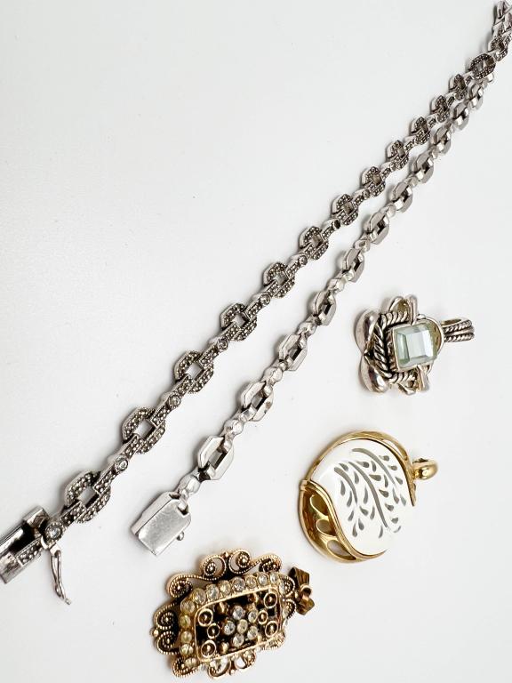BEAUTIFUL HEAVY NECKLACE +: BEAUTIFUL HEAVY NECKLACE, LIKE MARCASITE + PENDANTS