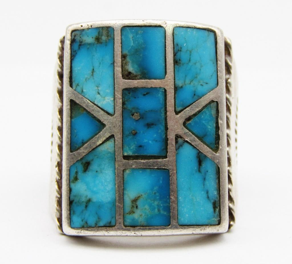 SOUTHWESTERN STERLING MEN'S RING WITH TURQUOISE (1 of 5)