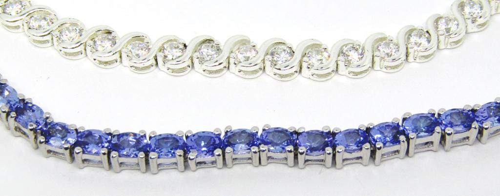 LOOKS NEW! (2)STERLING TENNIS BRACELETS (1 of 4)