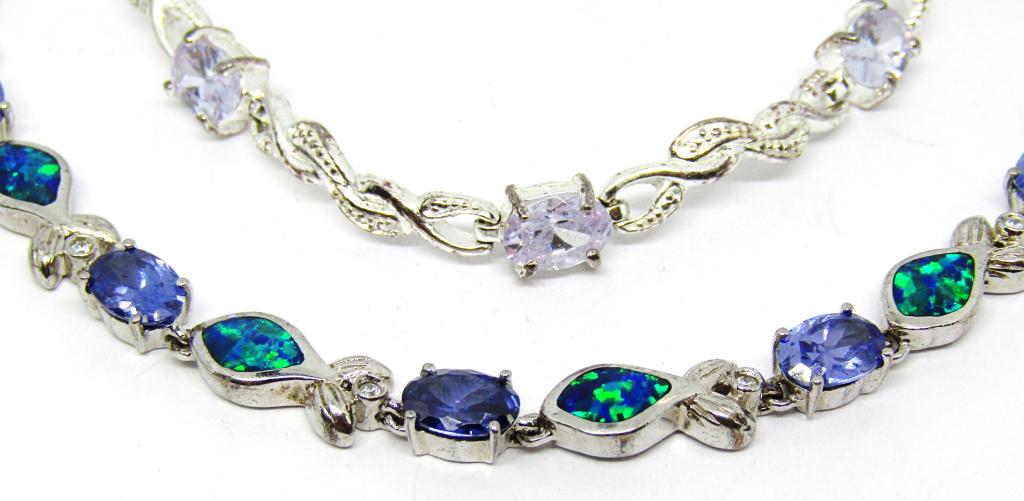 2-STERLING TENNIS BRACELETS WITH STONES (1 of 4)