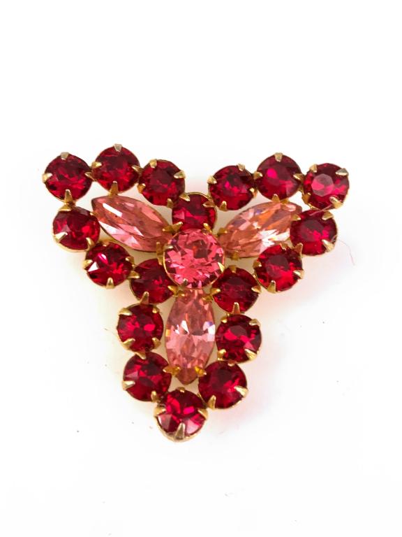 KRAMER BROOCH RED & PINK RHINESTONES (1 of 2)