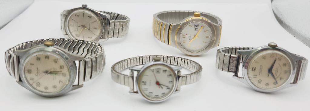 5-VTG MEN'S SILVER TONED STRETCHY BAND WRISTWATCHE (1 of 6)