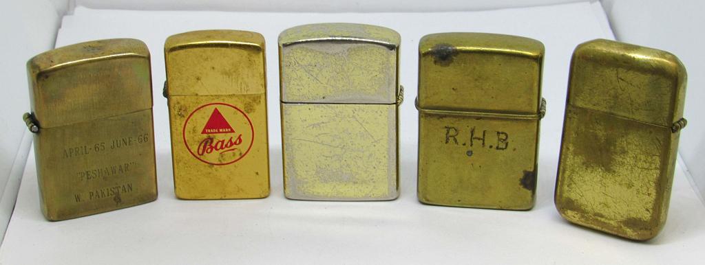 (5) GOLD TONED VINTAGE LIGHTERS (1 of 4)
