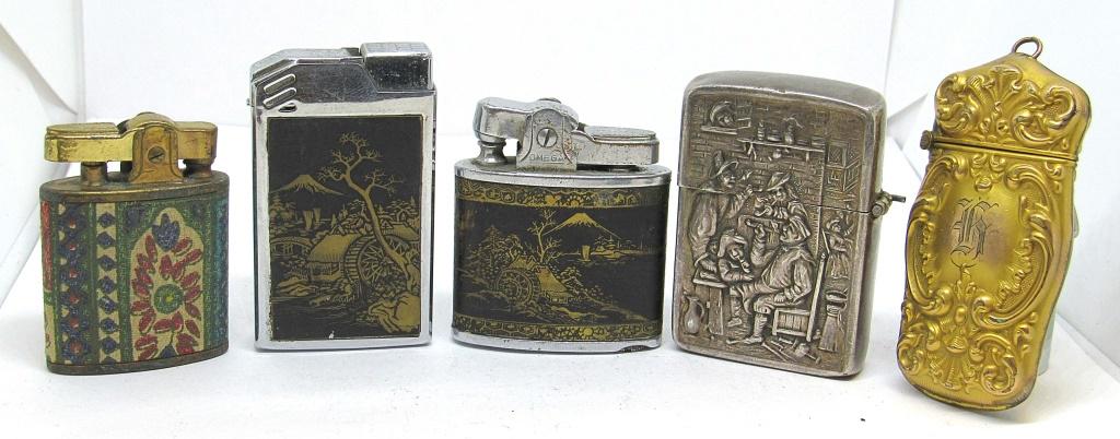 (5) UNIQUE VINTAGE LIGHTERS AND CASE (1 of 7)
