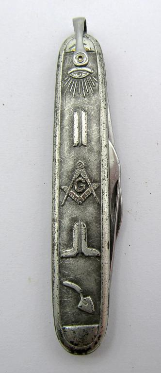 ANTIQUE MASONIC POCKET KNIFE: COLONIAL 2 BLADE