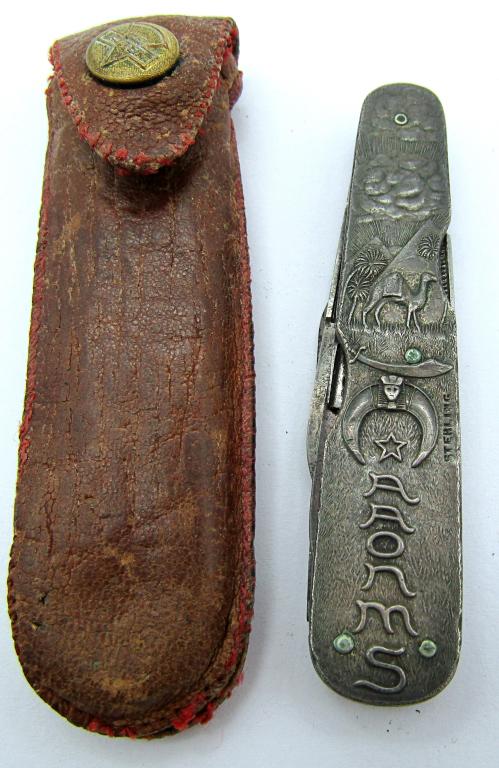AAONMS MASONIC POCKET KNIFE - STERLING: ENGRAVED "DOC"