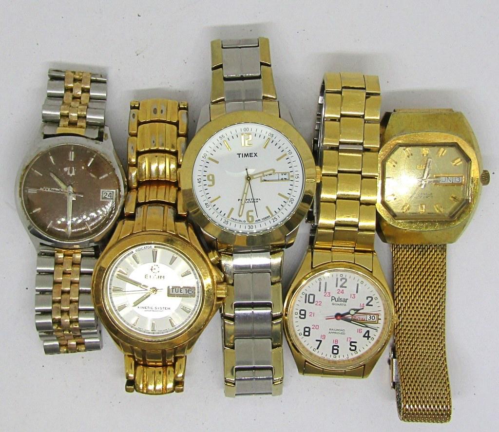 5-VTG MEN'S WRISTWATCHES:  ELGIN 17 JEWELS (1 of 4)