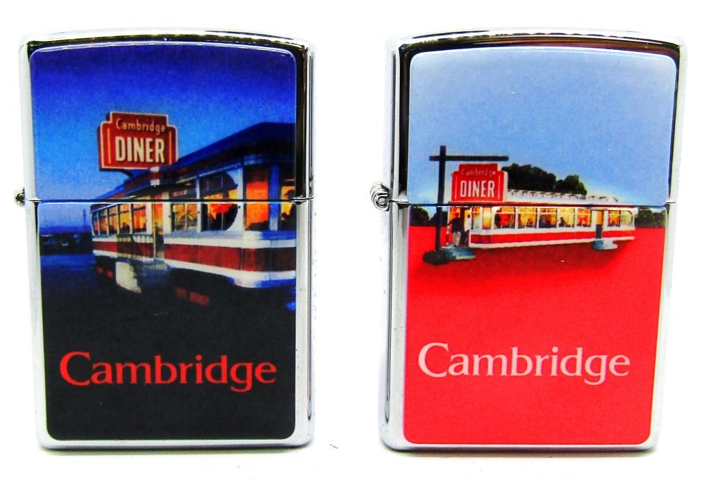 1996 Zippo lighter 2 piece Cambridge Diner scene!: BOTH UNSTRUCK IN ORGINAL TIN !