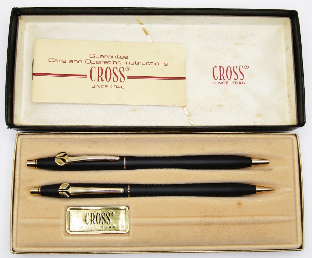 VINTAGE BLACK CROSS BALL PEN & PENCIL SET 2501 (1 of 7)