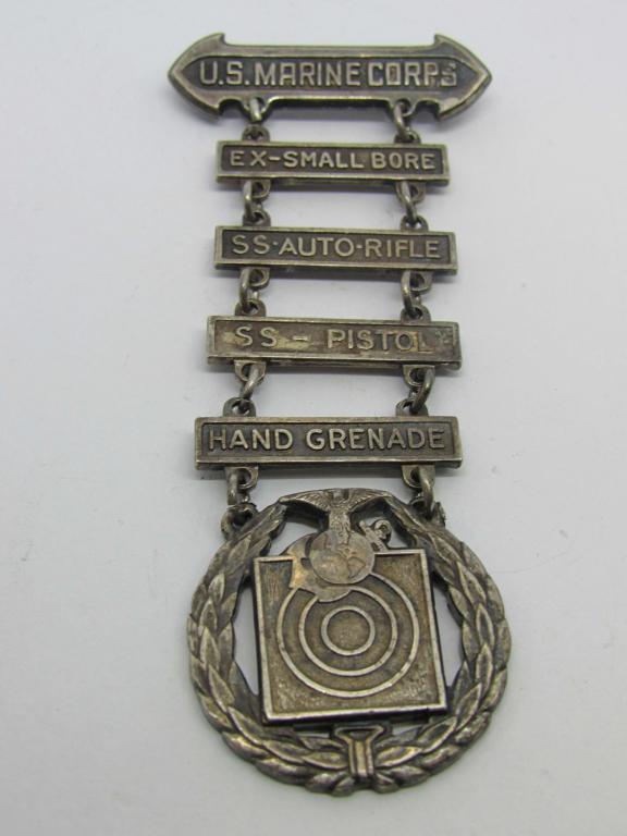 U.S. MARINE CORPS MARKSMAN BADGE STERLING (1 of 2)