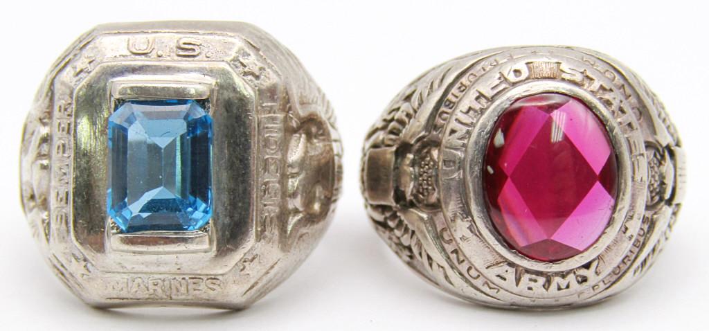 VTG U.S. ARMY & U.S. MARINE STERLING RINGS (1 of 6)