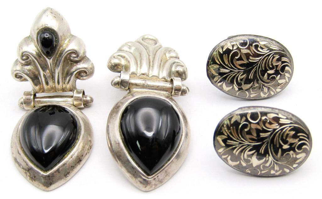 (2) pr VINTAGE STERLING EARRINGS (1 of 4)