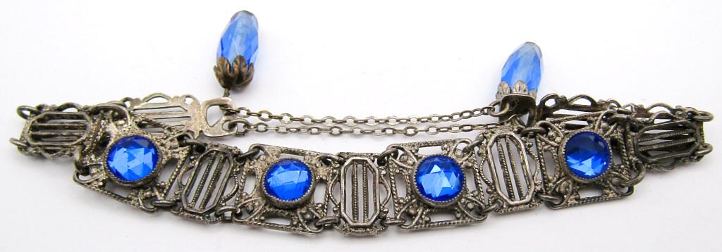 ANTIQUE COLBALT BLUE STONES 40% SILVER (1 of 3)