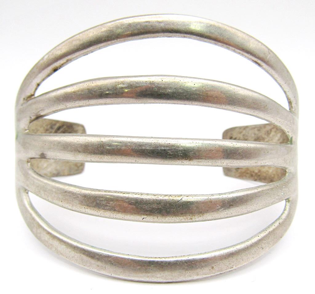 .900 SILVER CUFF BRACELET MODERN LOOK (1 of 4)
