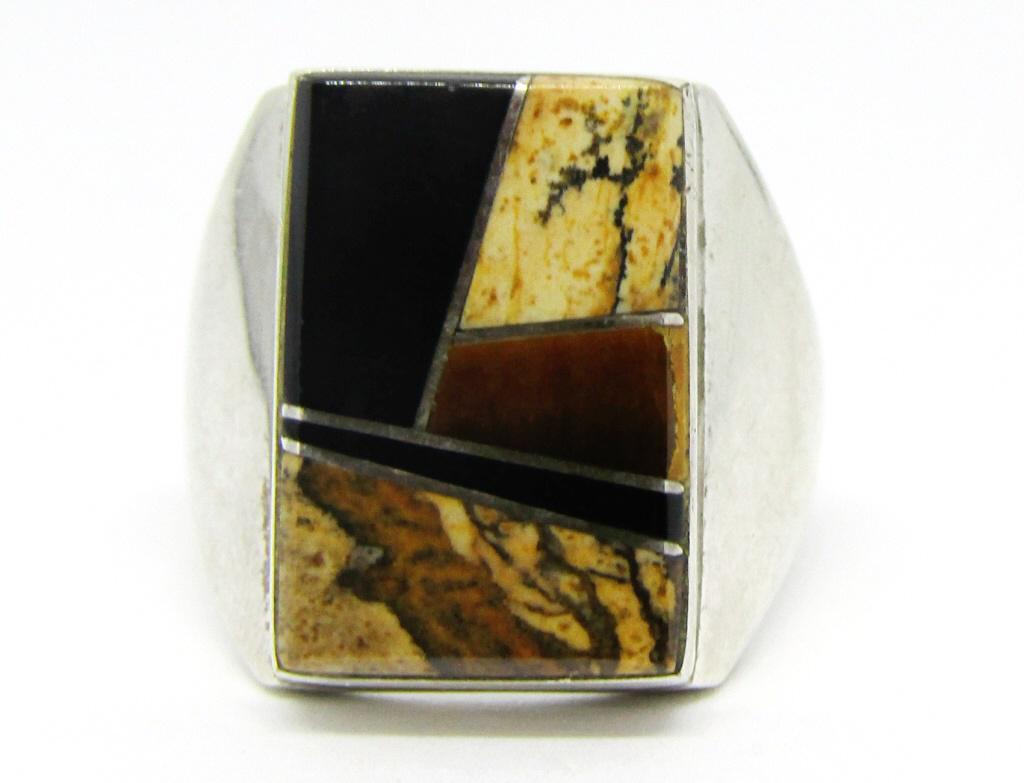 STERLING MENS INLAY RING - NICE LOOK (1 of 5)
