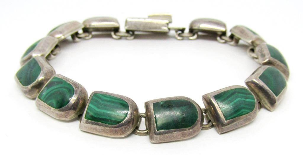 TM-181 MEXICO 925 BRACELET w/GREEN AGATE (1 of 5)