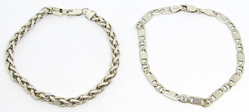 (2) STERLING 8" BRACELETS - UNIQUE LINKS (1 of 7)