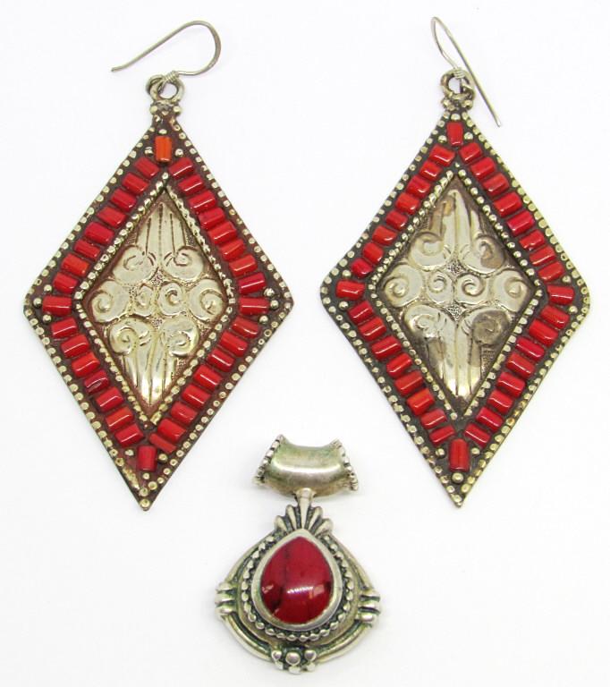 RED JASPER PENDANT & RED CORAL EARRINGS (1 of 3)
