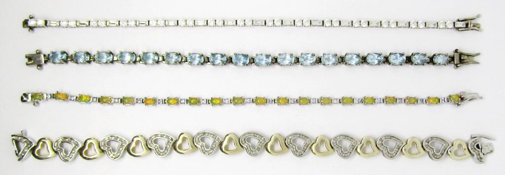 (4) STERLING FASHION BRACELETS with BLING (1 of 8)