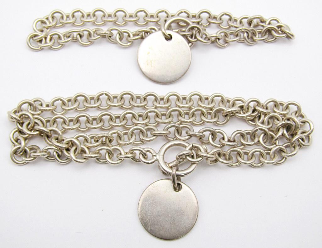 ATI 925 MEXICO ROLO CHAIN & BRACELET: VINTAGE SET - NECKLACE 16", BRACELET 7 1/2" ( 28 dwt)