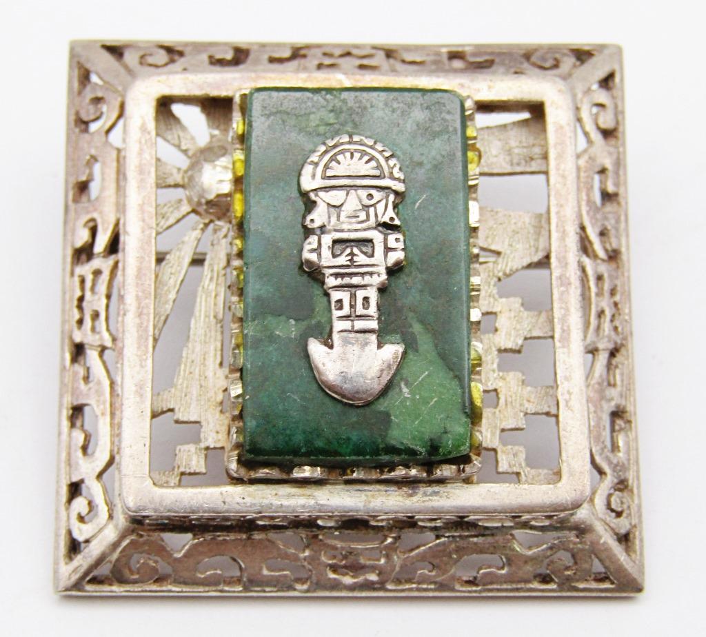 AZTEC STERLING & JADE PENDANT (1 of 5)