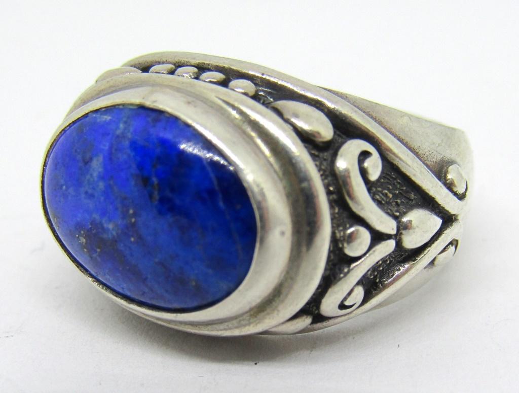 BLUE LAPIS STERLING MENS SOUTHWEST RING (1 of 4)