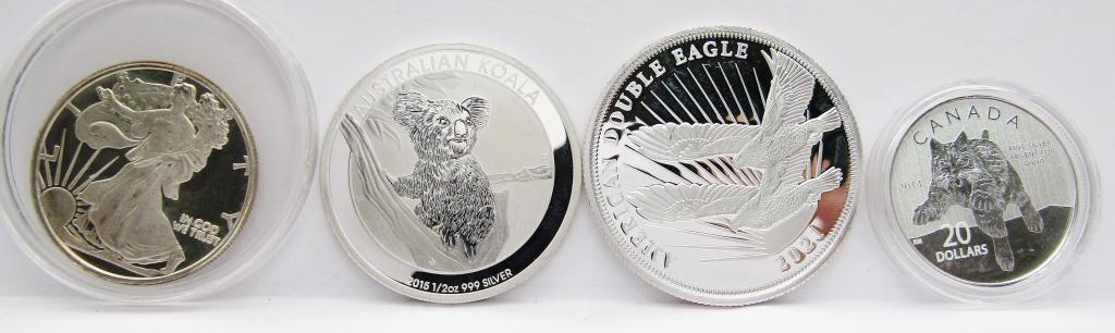 (3) 1/2 ozt .999 (1) 1/4 ozt .999 SILVER ROUNDS (1 of 9)