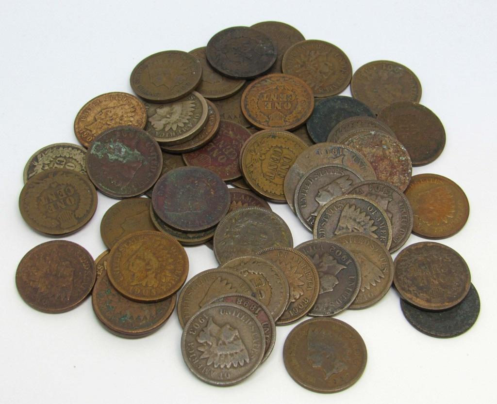 50 INDIAN HEAD CENTS MIXED LOT (1 of 2)