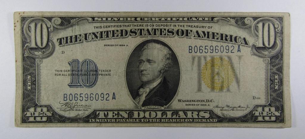1934 $10 "NORTH AFRICA" SILVER CERTIFICATE (1 of 2)