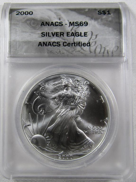 2000 AMERICAN SILVER EAGLE ANACS MS-69 (1 of 4)